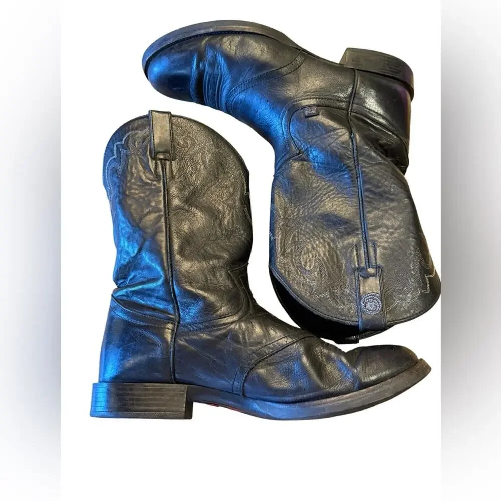 Justin Boots J-Flex Black Leather Work Boot with Red Logo Accents Mens 12D
